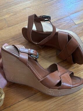 Madewell Tan Brown Leather Wedge Sandals